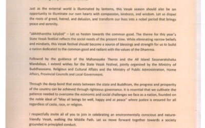 Vesak Message English from the Hon. Prime Minister